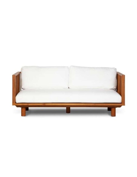 Sofá Exterior TOPRAK 2P, Teca Reciclada / Textil Blanco - Dareels. Vackart