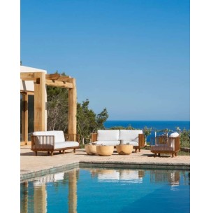 Sofá Exterior TOPRAK 3P, Teca Reciclada / Textil Blanco - Dareels. Vackart 2