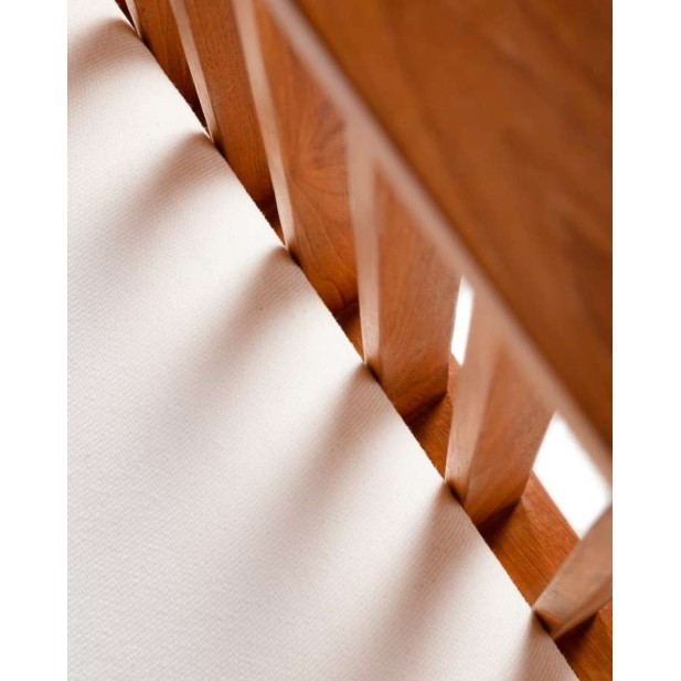 Sofá Exterior TOPRAK 3P, Teca Reciclada / Textil Blanco - Dareels. Vackart