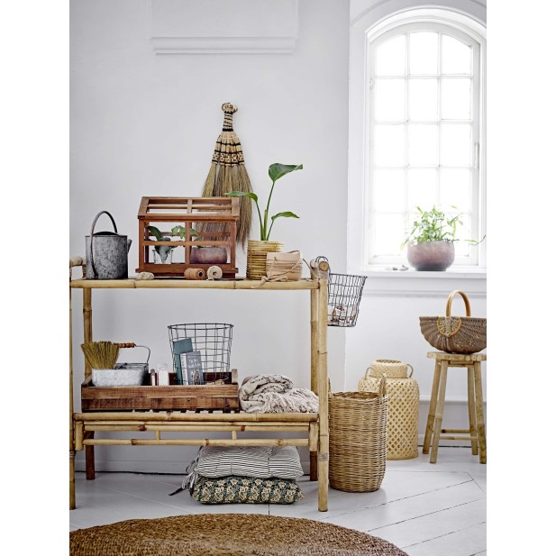 Set 2 Faroles MADLIN, Bambú Natural / Cristal - Bloomingville. Vackart