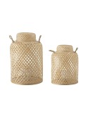 Set 2 Faroles MADLIN, Bambú Natural / Cristal - Bloomingville