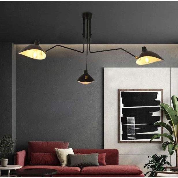 Lámpara Molle 3 Brazos Negro Inspiración, de Techo