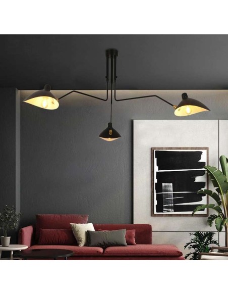 Lámpara Molle 3 Brazos Negro Inspiración, de Techo