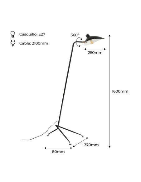Lámpara Molle Negro Inspiración, de pié - Vackart