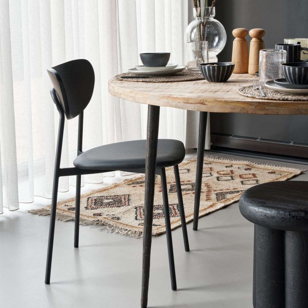 Silla MUST, Madera Negro / Metal / Piel Sintética - House Doctor. Vackart