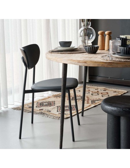 Silla MUST, Madera Negro / Metal / Piel Sintética - House Doctor. Vackart