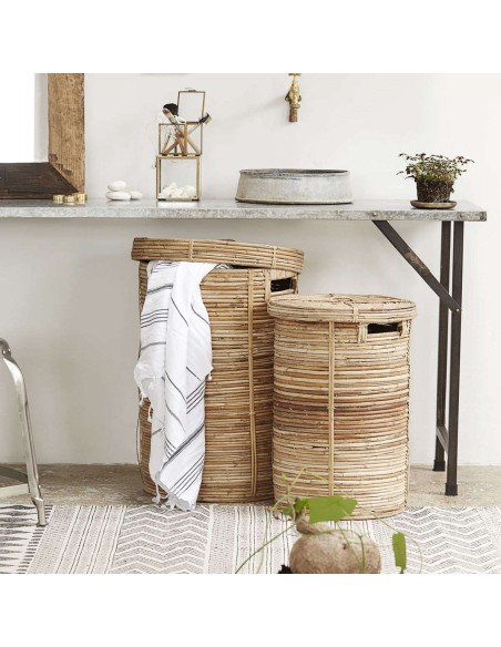 Set 2 Cestas de Lavandería CHAKA, Bambú / Ratán Natural - House Doctor. Vackart