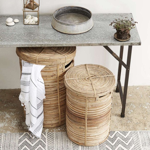 Set 2 Cestas de Lavandería CHAKA, Bambú / Ratán Natural - House Doctor. Vackart