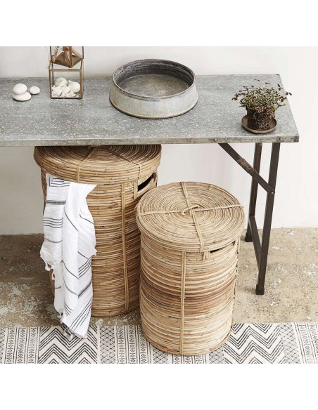 Set 2 Cestas de Lavandería CHAKA, Bambú / Ratán Natural - House Doctor. Vackart