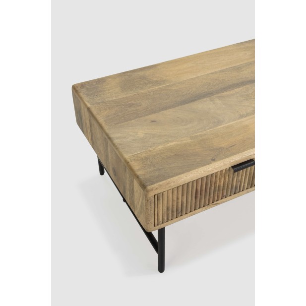 Mesa de Centro WAVY 120 cm, Mango Natural / Metal. Vackart