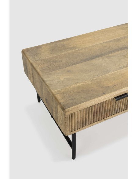 Mesa de Centro WAVY 120 cm, Mango Natural / Metal. Vackart