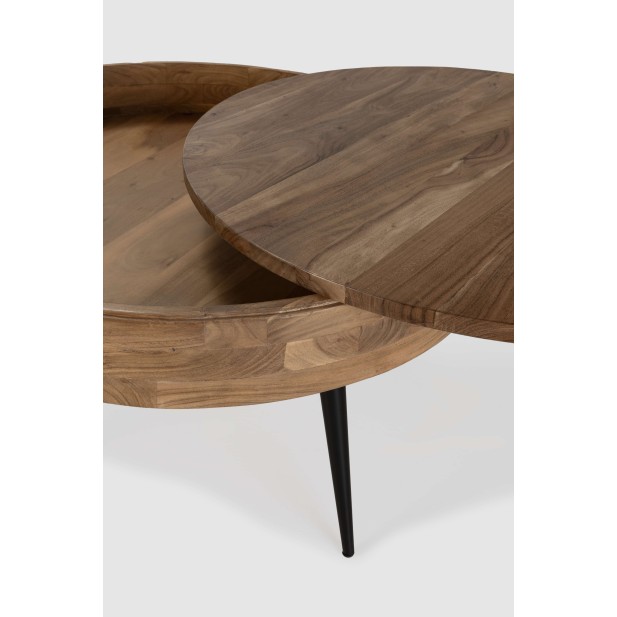 Mesa de Centro TYK Ø90 cm, Madera Natural / Metal. Vackart