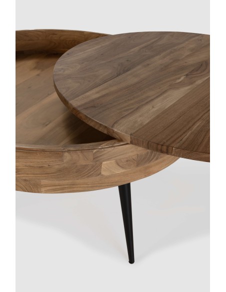 Mesa de Centro TYK Ø90 cm, Madera Natural / Metal. Vackart