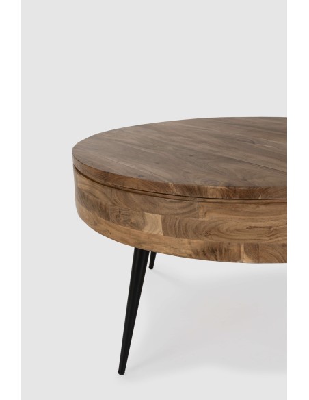 Mesa de Centro TYK Ø90 cm, Madera Natural / Metal. Vackart