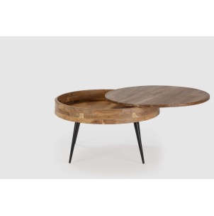 Mesa de Centro TYK Ø90 cm, Madera Natural / Metal. Vackart