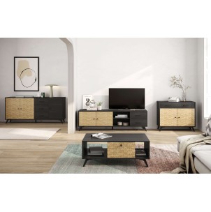 Mesa de Centro KONTRAST, Melamina Negro / Natural. Vackart 2