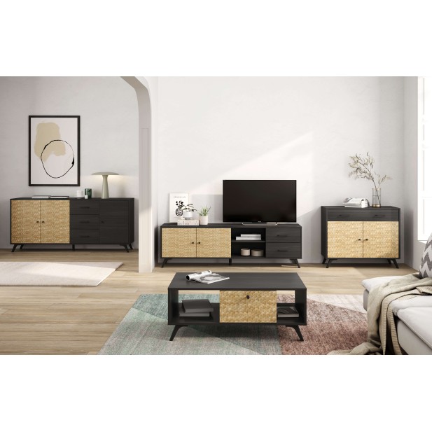 Mesa de Centro KONTRAST, Melamina Negro / Natural. Vackart