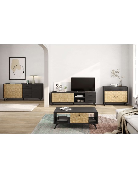 Mesa de Centro KONTRAST, Melamina Negro / Natural. Vackart