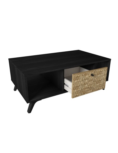 Mesa de Centro KONTRAST, Melamina Negro / Natural. Vackart