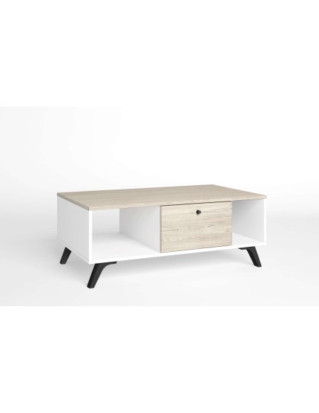 Mesa de Centro KONTRAST, Melamina Blanca / Natural Claro. Vackart