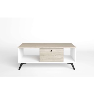 Mesa de Centro KONTRAST, Melamina Blanca / Natural Claro. Vackart