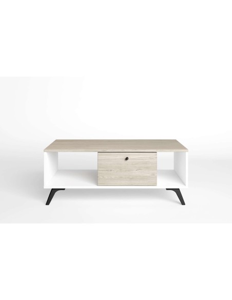 Mesa de Centro KONTRAST, Melamina Blanca / Natural Claro. Vackart