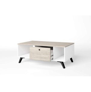 Mesa de Centro KONTRAST, Melamina Blanca / Natural Claro. Vackart 2