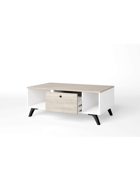 Mesa de Centro KONTRAST, Melamina Blanca / Natural Claro. Vackart