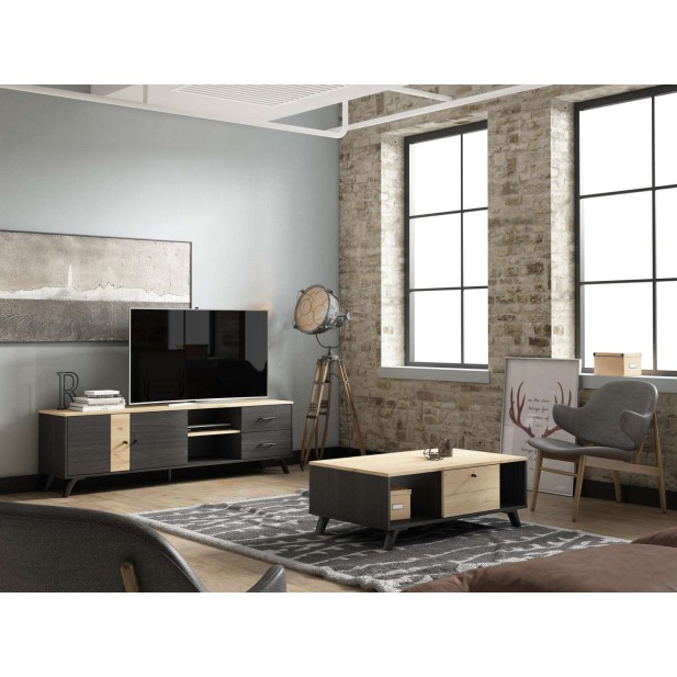 Mesa de Centro KONTRAST, Melamina Negra / Natural. Vackart