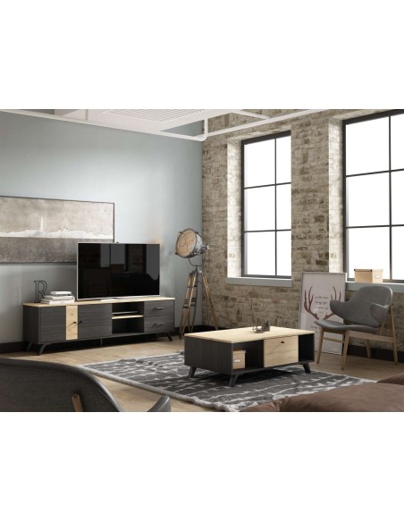 Mesa de Centro KONTRAST, Melamina Negra / Natural. Vackart