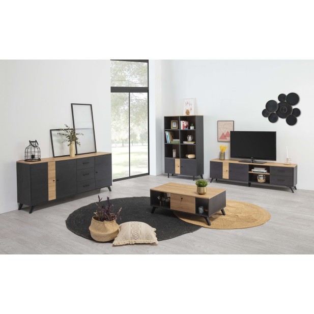 Mesa de Centro KONTRAST, Melamina Negra / Natural. Vackart