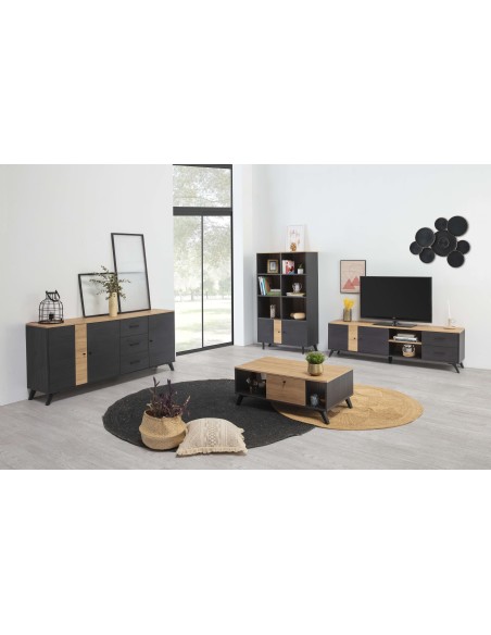 Mesa de Centro KONTRAST, Melamina Negra / Natural. Vackart