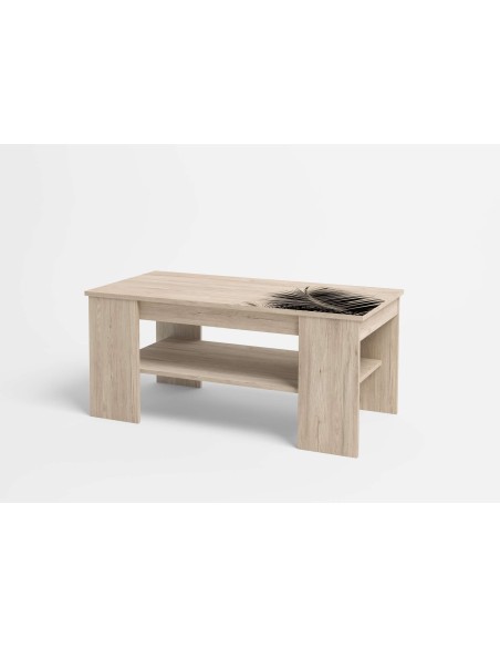 Mesa de Centro GRAFF, Melamina Natural Claro / Negro. Vackart