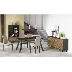 Mesa SLAP 160x90 cm de Comedor, Melamina Negra / Metal. Vackart 2