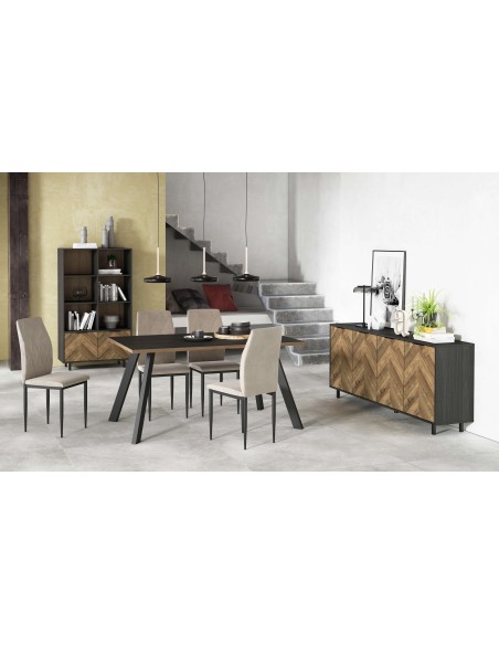 Mesa SLAP 160x90 cm de Comedor, Melamina Negra / Metal. Vackart