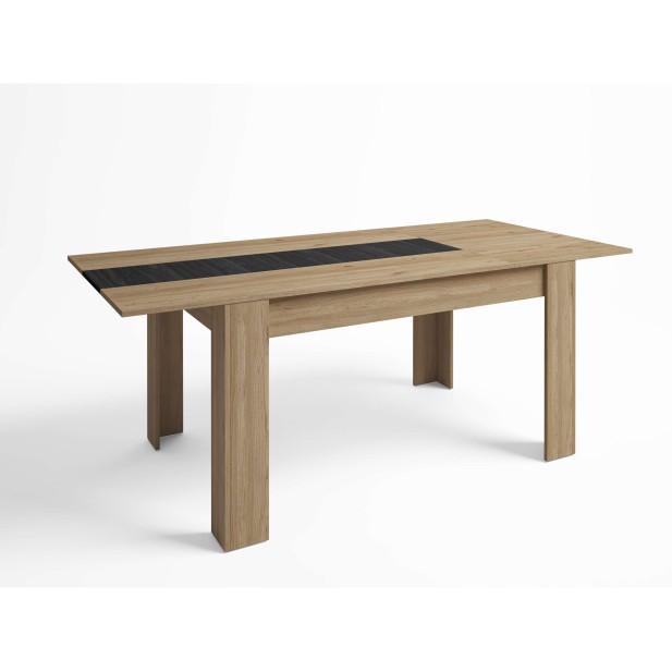 Mesa Extensible NØRING 160/220 cm, Melamina Natural / Negro. Vackart