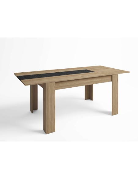 Mesa Extensible NØRING 160/220 cm, Melamina Natural / Negro. Vackart