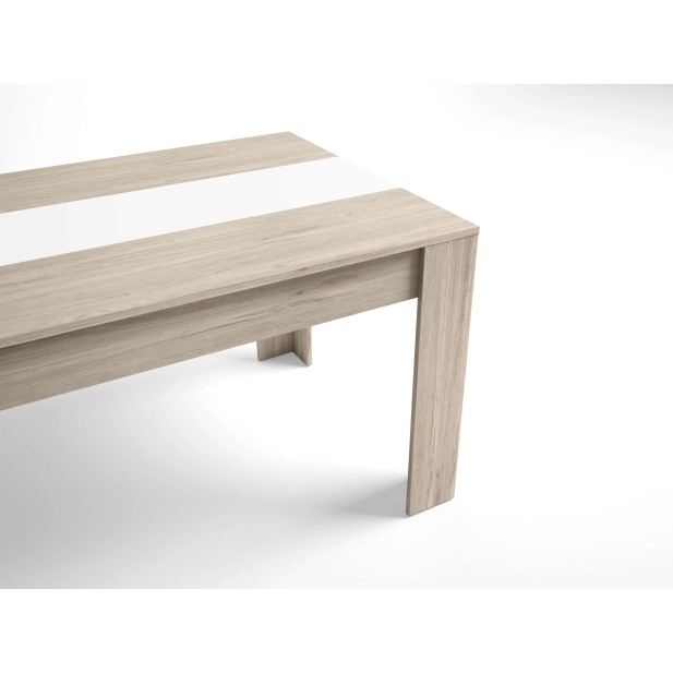 Mesa Extensible NØRING 160/220 cm, Melamina Natural Claro / Blanco