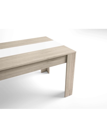 Mesa Extensible NØRING 160/220 cm, Melamina Natural Claro / Blanco
