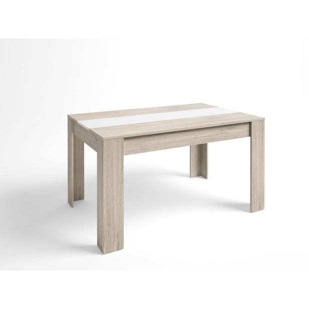 Mesa Extensible NØRING 160/220 cm, Melamina Natural Claro / Blanco