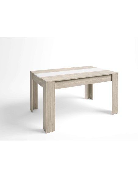 Mesa Extensible NØRING 160/220 cm, Melamina Natural Claro / Blanco