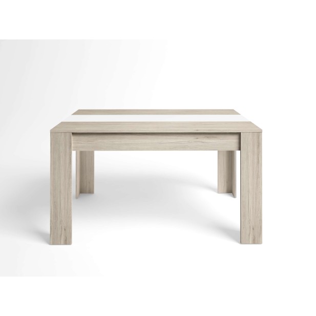 Mesa Extensible NØRING 160/220 cm, Melamina Natural Claro / Blanco