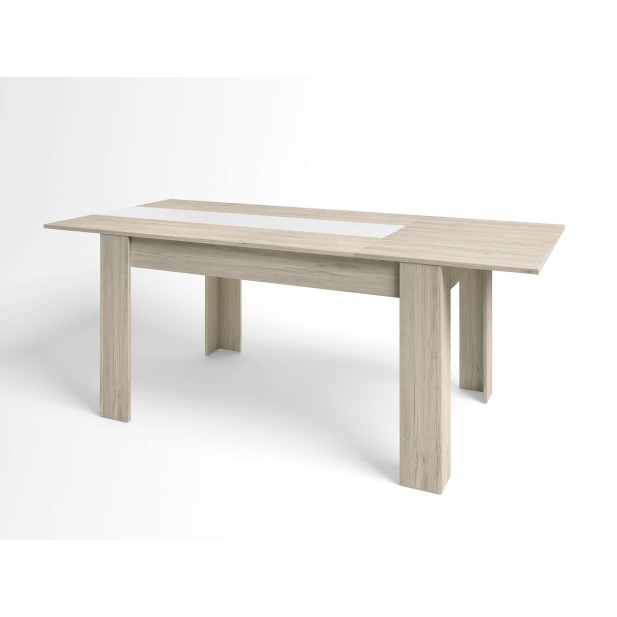 Mesa Extensible NØRING 160/220 cm, Melamina Natural Claro / Blanco