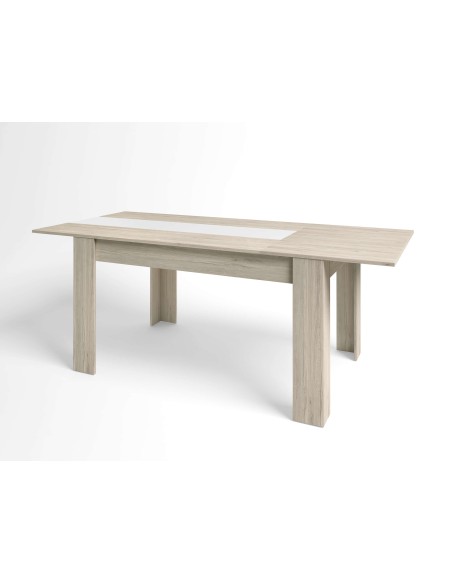 Mesa Extensible NØRING 160/220 cm, Melamina Natural Claro / Blanco