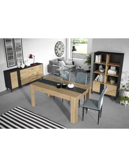 Mesa NØRING 140x90 cm, Melamina Natural / Negro. Vackart