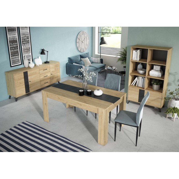 Mesa NØRING 140x90 cm, Melamina Natural / Negro. Vackart