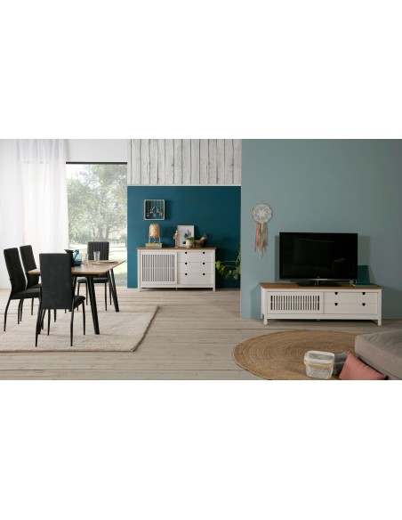 Aparador OPLYST, Madera Blanca / Natural. Vackart