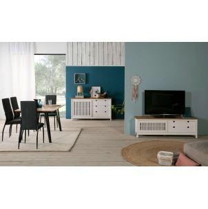 Mueble TV OPLYST, Madera Blanca / Natural. Vackart 2