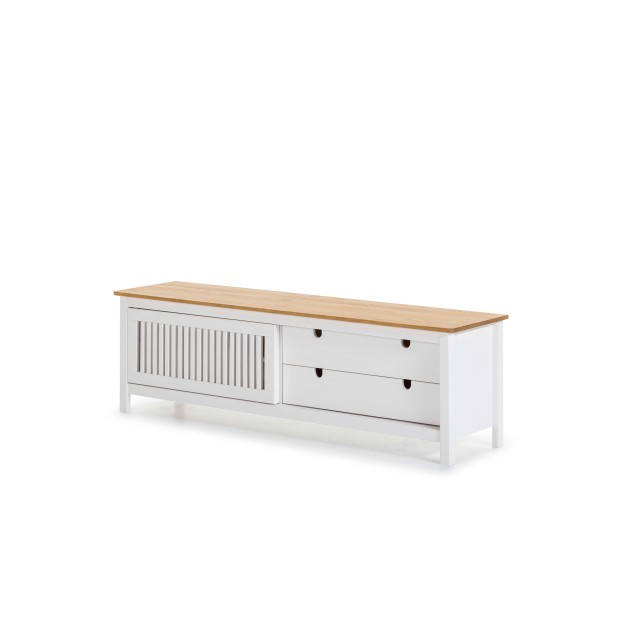 Mueble TV OPLYST, Madera Blanca / Natural. Vackart