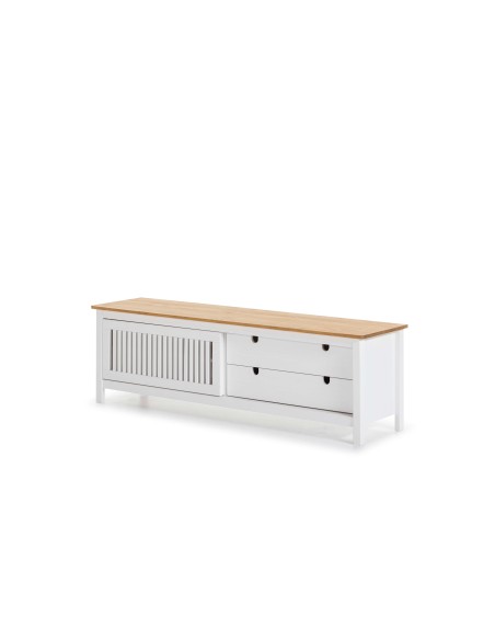 Mueble TV OPLYST, Madera Blanca / Natural. Vackart